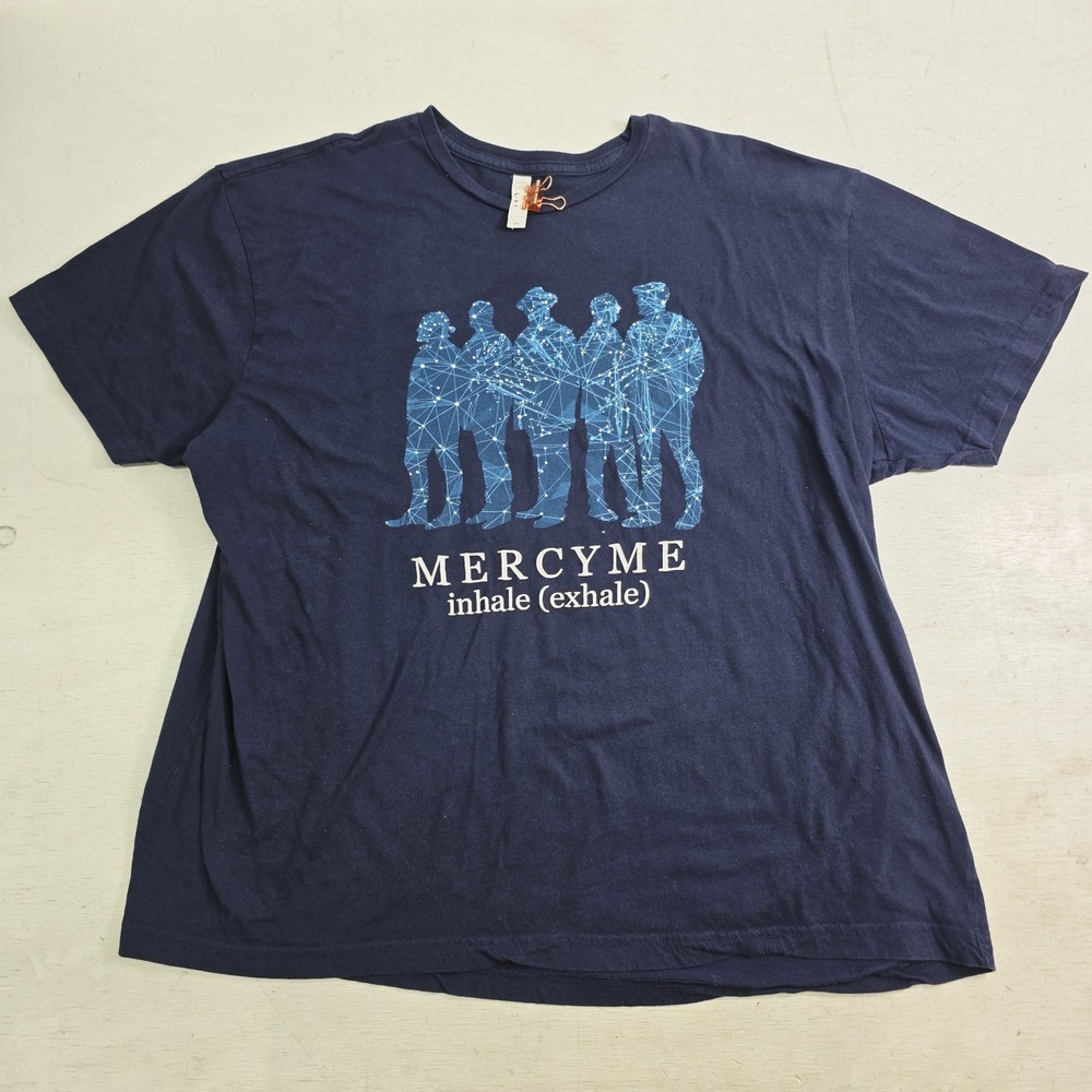 MercyMe Contemporary Christian Music Band Tour Inhale Exhale Blue T-Shirt 2XL VG